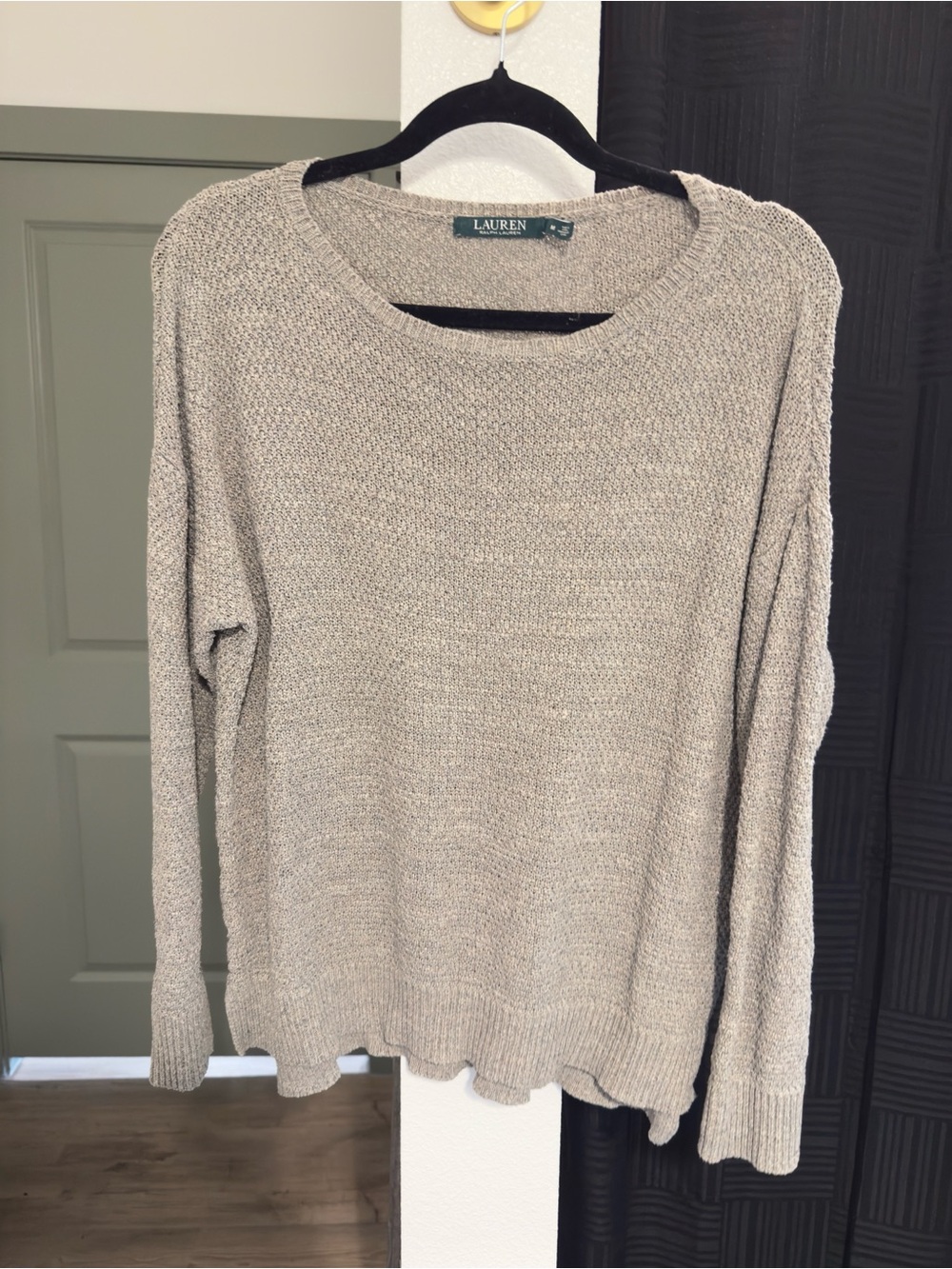 Ralph Lauren Neutral Cream Knit Scoop Neck Sweater